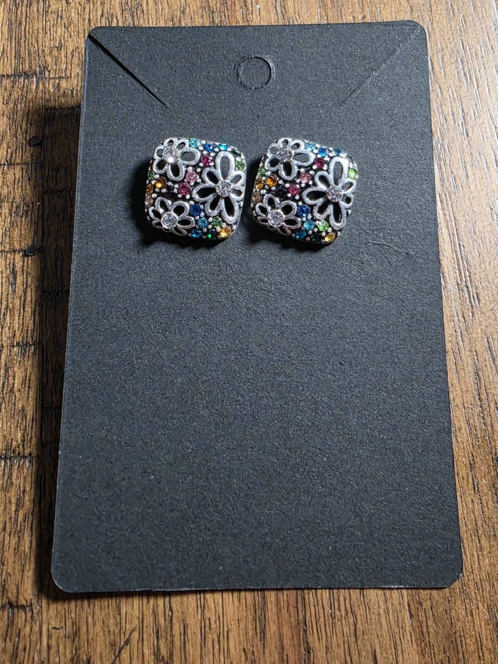 Multicolor Floral Square Stud Earrings - Women Jewelry